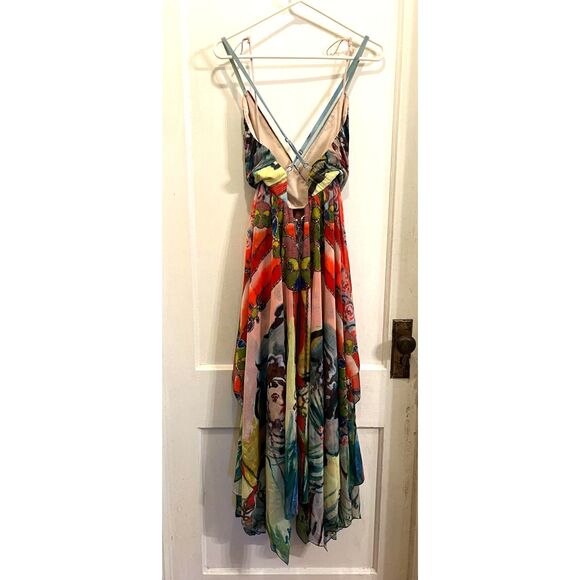 ALICE + OLIVIA Multicolor Orly Hankerchief Summer Maxi Dress   Women's Size 6 - Picture 7 of 9
